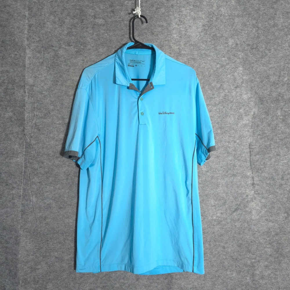 Nike Golf Polo Mens M Blue Walt Disney World Dri-FIT Tour Performance Stretch